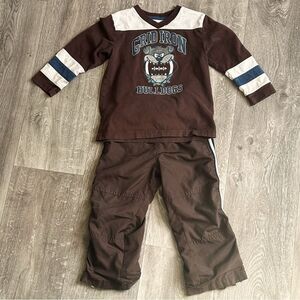 Vintage Osh Kosh Boys Brown Gridiron Bulldogs Outfit 4